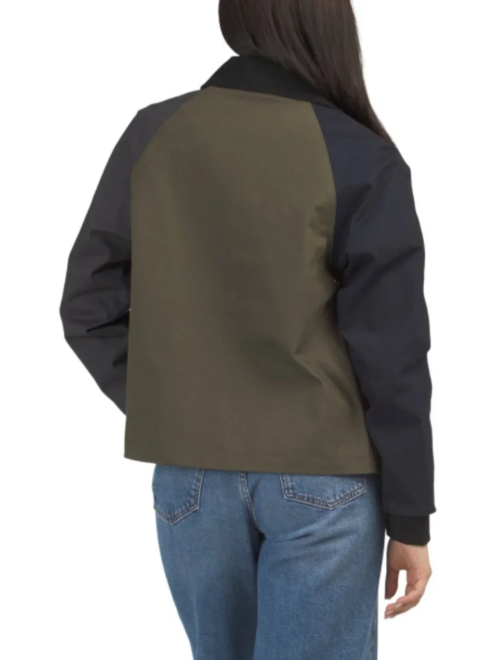 BERNARDO Brushed Cotton Blend Color Block Coat